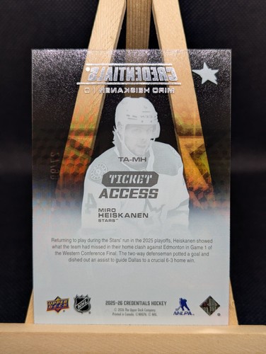 2025-26 UD Credentials Ticket Access/99 Miro Heiskanen FCBZM1 - photo 2
