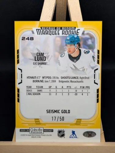 Cam Lund 2025-26 O-Pee-Chee Platinum Marquee Rookie #248 - photo 2