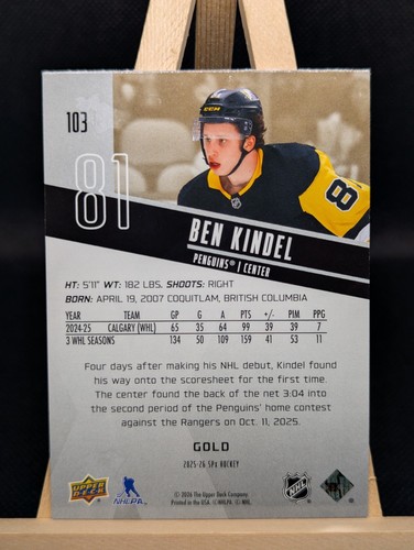 2025-26 Upper Deck SPx Ben Kindel Rookie Gold Parallel SP RC - photo 2