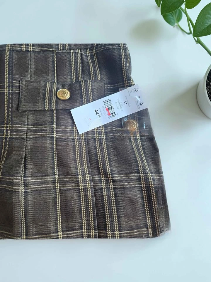 Suzy Shier Brown Plaid Pleated Mini Skirt Women’s Size 11 - photo 2