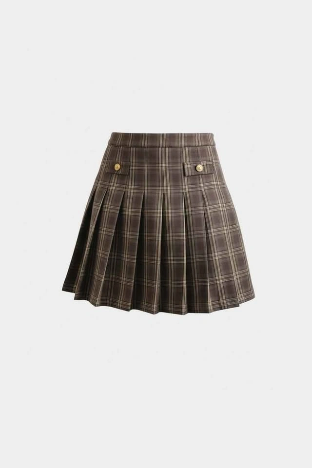 Suzy Shier Brown Plaid Pleated Mini Skirt Women’s Size 11 - photo 4