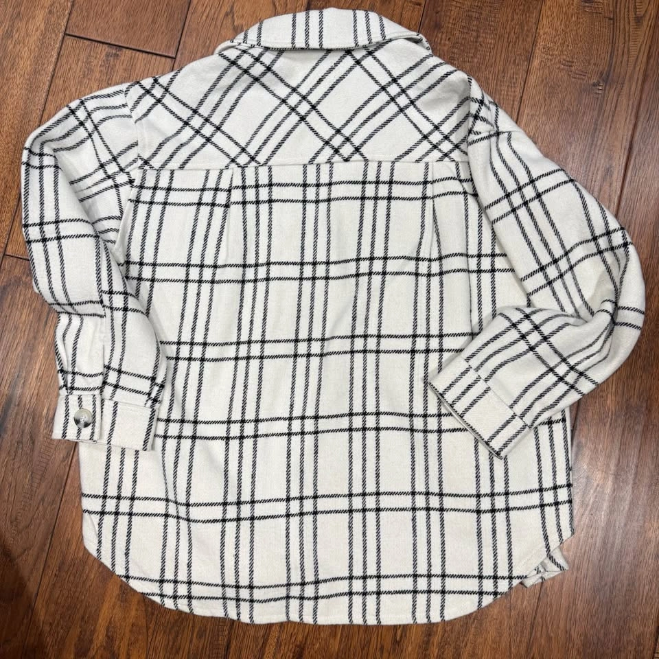 New Women’s White and Black Plaid Shacket Jacket Coat - photo 2