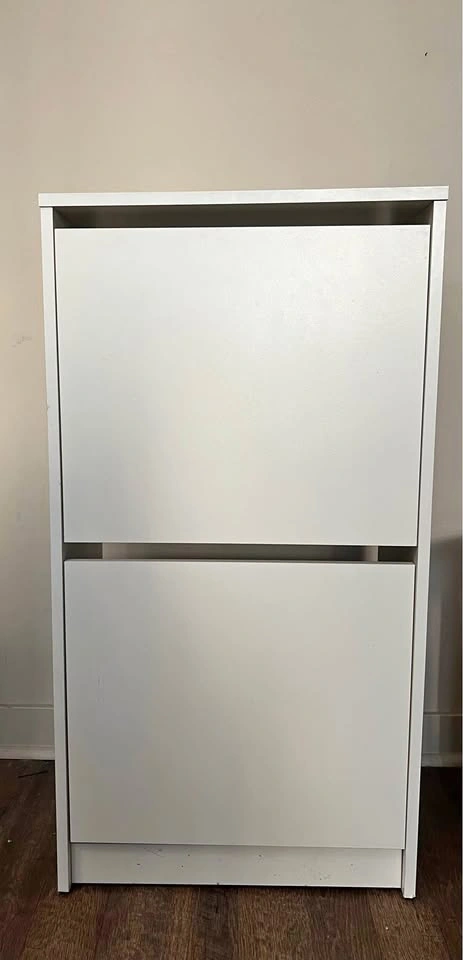 IKEA BISSA Shoe Cabinet – White (2 Compartments)