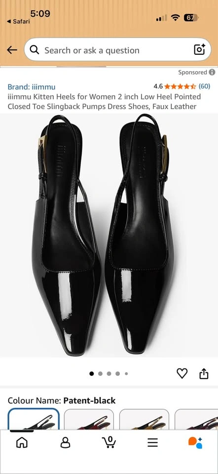 Black Leather Kitten Heel Slingback Pumps Size 10 - photo 2
