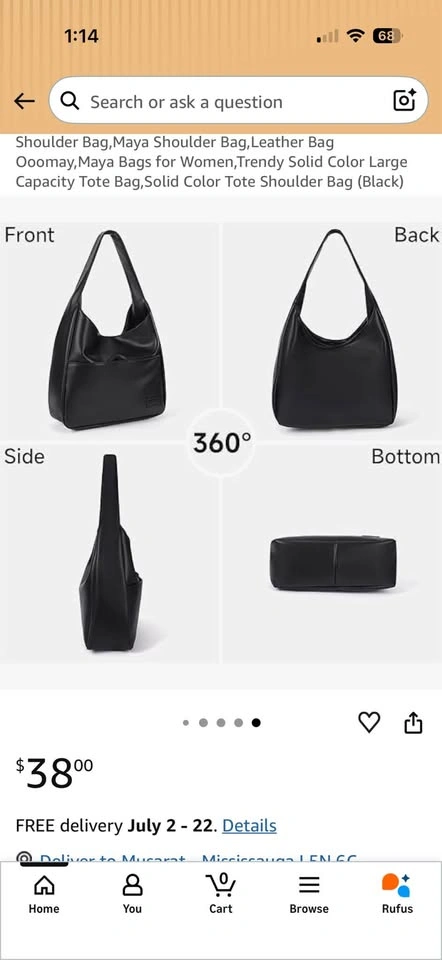 Black Shoulder Bag Hobo Tote - photo 5