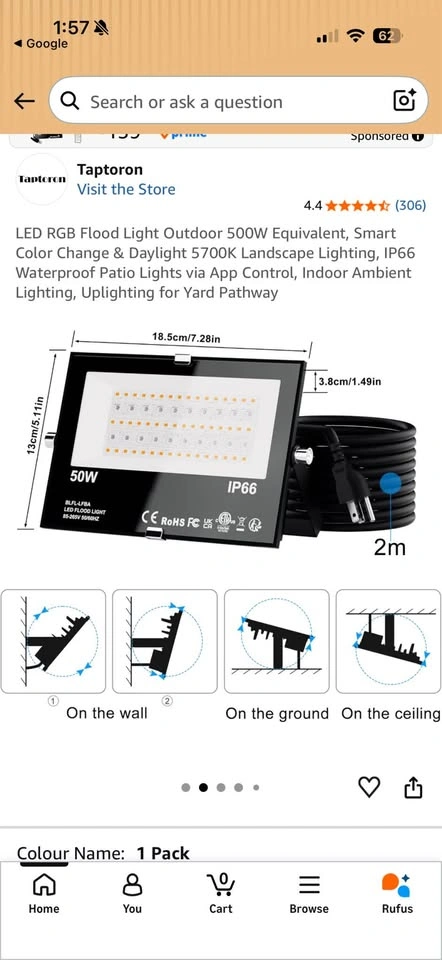 BNIB 50W LED RGB Flood Light - photo 3