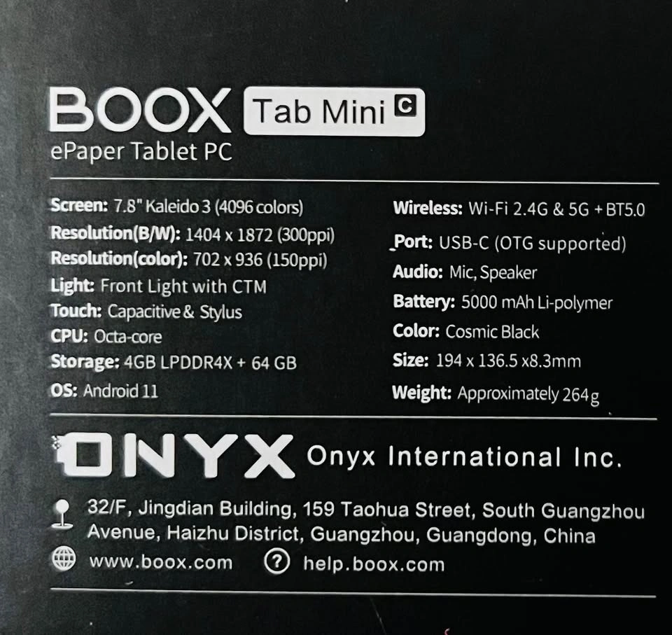 8” Boox Tab Mini C Color Android E-Reader - photo 4