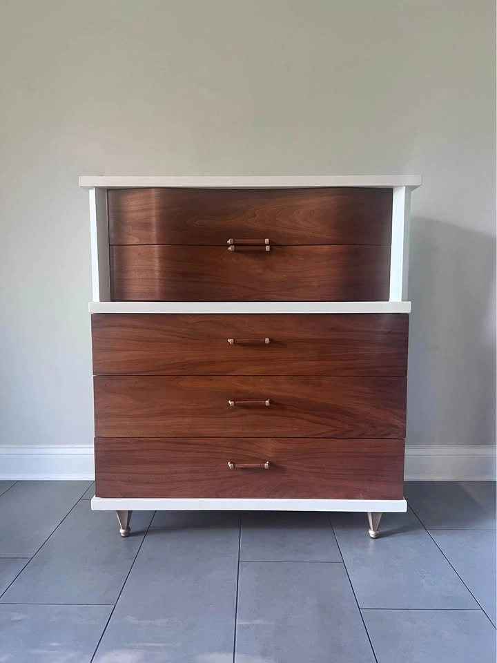 Designer Two-Tone MCM Walnut Highboy | Harmony House - photo 2