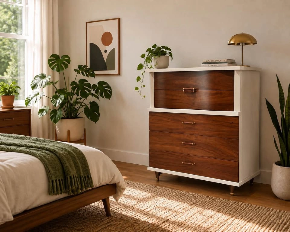 Designer Two-Tone MCM Walnut Highboy | Harmony House - photo 5