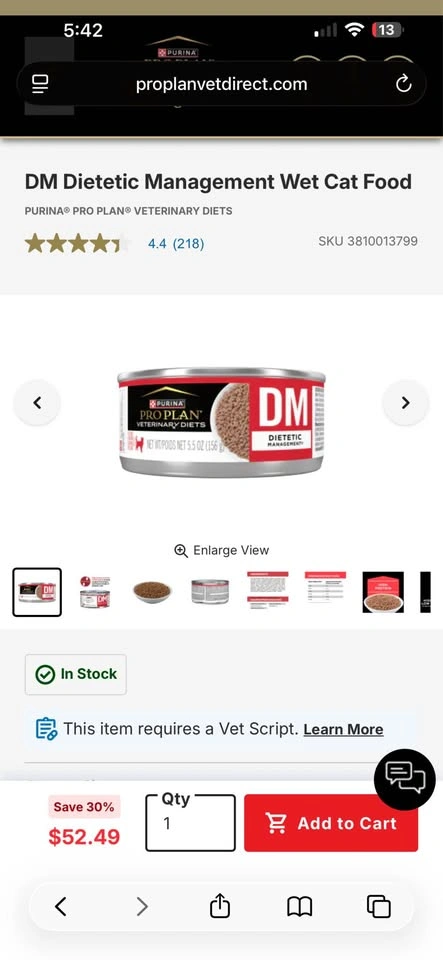 Purina Pro Plan Veterinary Diets DM Feline Formula - 44 Cans - photo 5