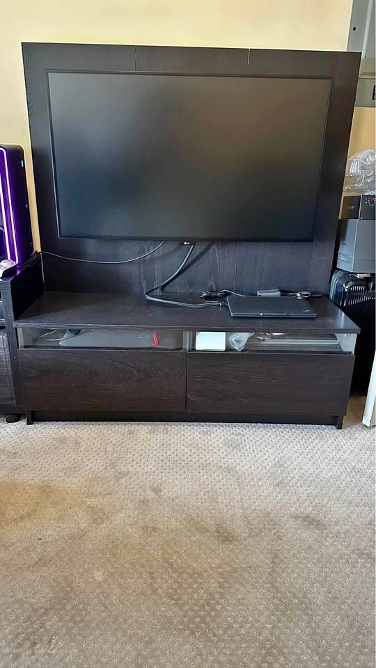 Dark Brown TV Stand with Back Panel
