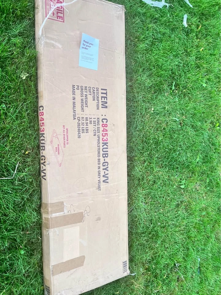 BRAND NEW – KING SIZE GREY VELVET UPHOLSTERED BED - photo 3