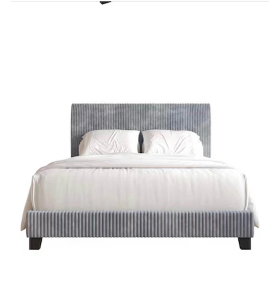 BRAND NEW – KING SIZE GREY VELVET UPHOLSTERED BED - photo 4