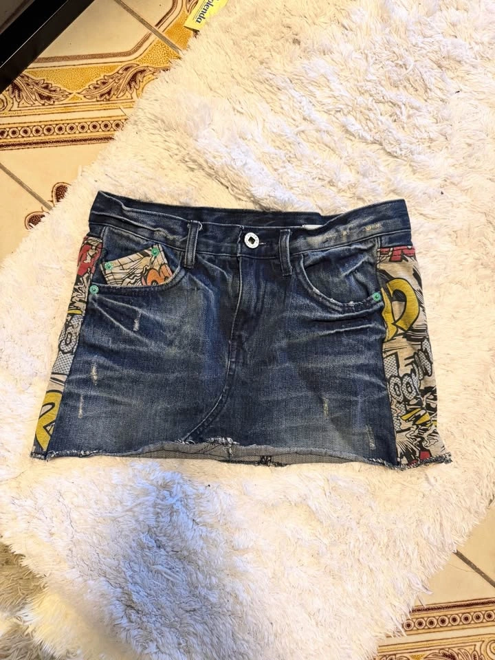 Comic Print Denim Mini Skirt - photo 2