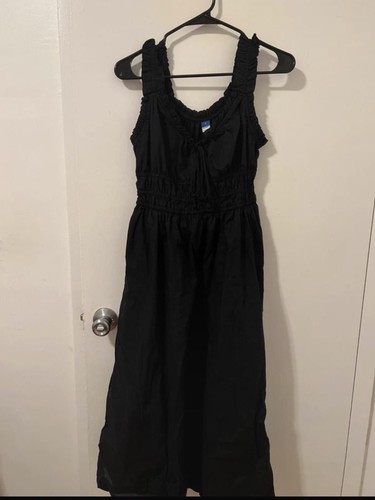GAP Women's Black Solid Maxi Dress Smocked Waist Ruffle sz S - photo 2