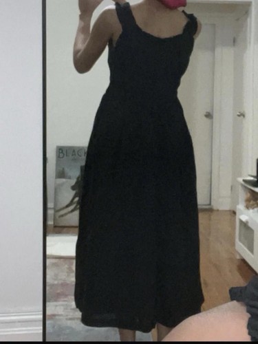 GAP Women's Black Solid Maxi Dress Smocked Waist Ruffle sz S - photo 3