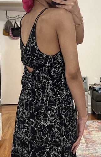 Women's Black/White Abstract Mini Dress Square Neck Strappy Cut - photo 3