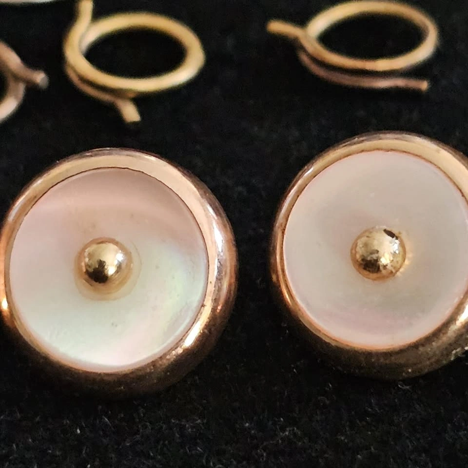 Antique Boxed Set Gilt and Mother of Pearl Dress Set - photo 5