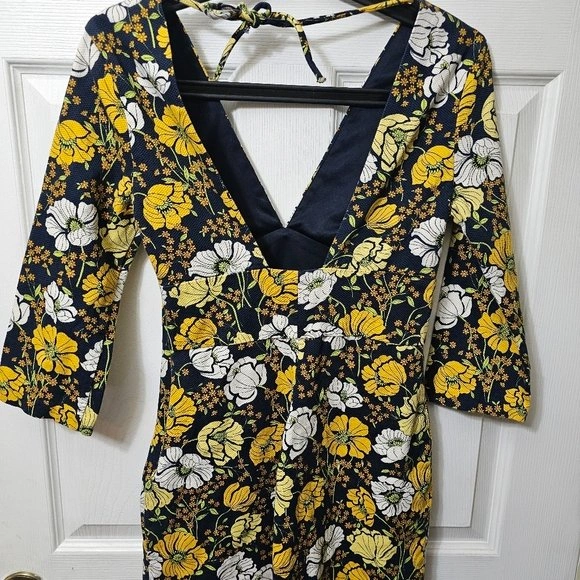Zara Multicolor Floral 3/4 Sleeve Backless Dress Size Medium - photo 2