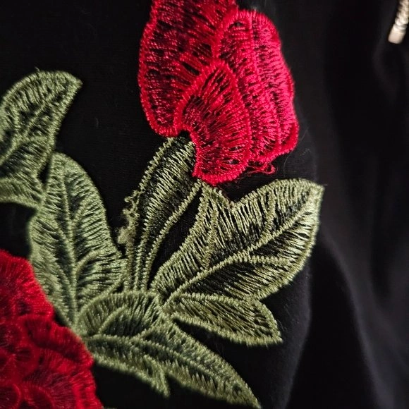 Bebe Black Leggings With Floral Embroidery Size XXS - photo 5