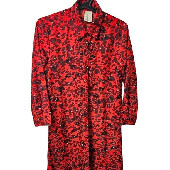 Japna Red Leopard Print Dress Size Small
