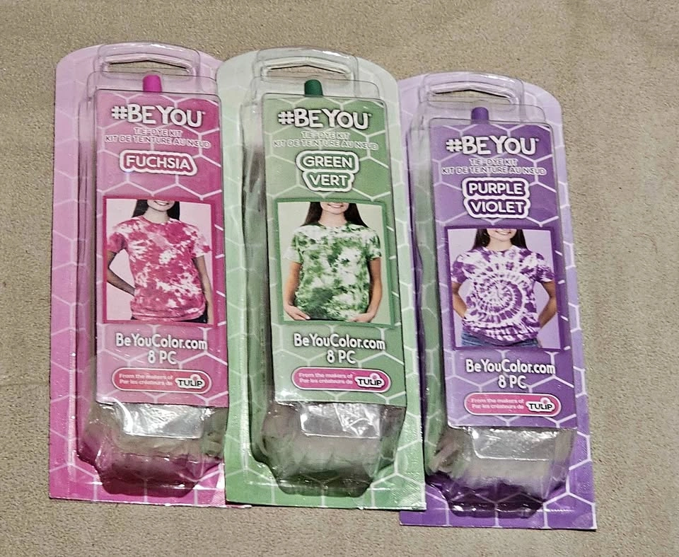 #BEYOU Tie-Dye Kits Purple Green & Fuchsia Lot of 3