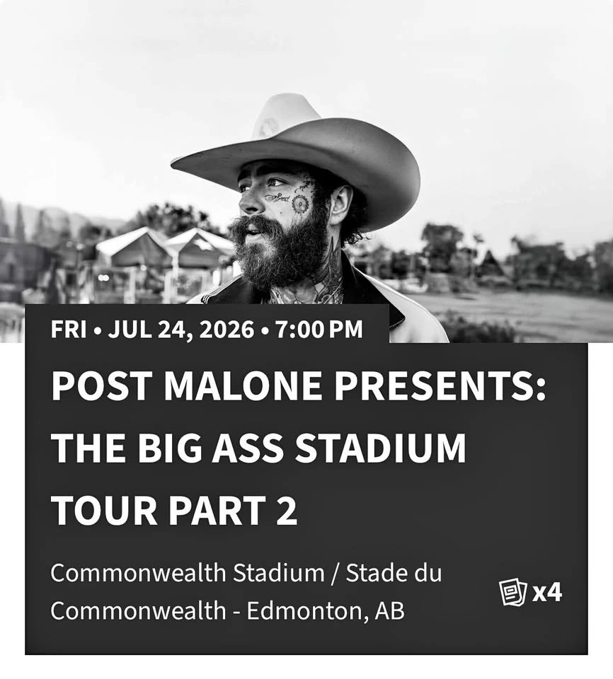 4 Tix to Post Malone/Jelly Roll Concert Friday, July 24