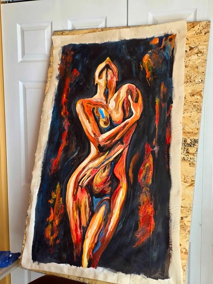 ACRYLIC PAINTING WOMAN BODY UNSTRETCHED - photo 2