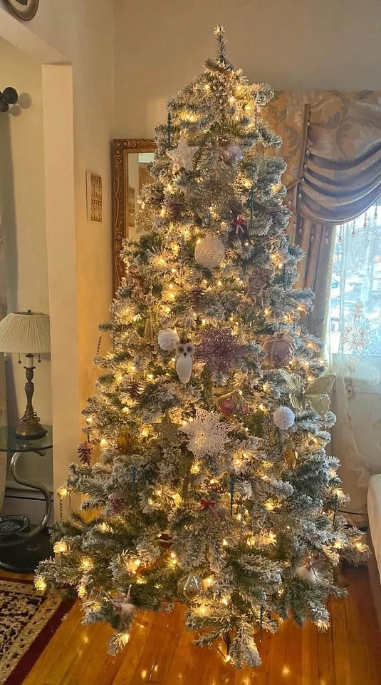 Snow Christmas tree with lights