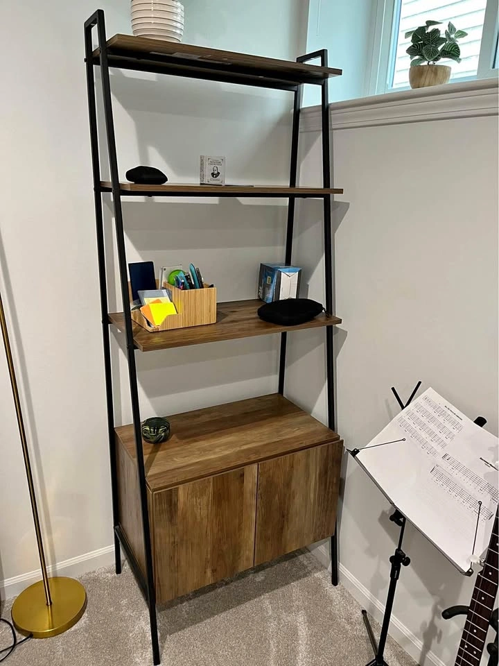 2 Metal and wood bookcases