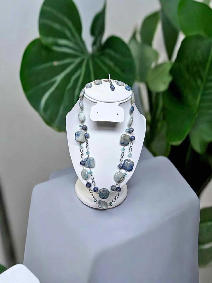 Sodalite Gemstone Necklace Blue Stone Beaded Multi-Shape