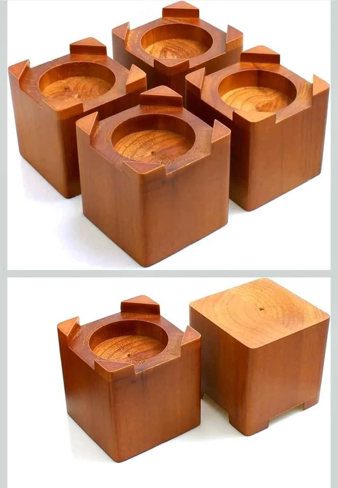 2 Sets Solid Wood Bed Risers Heavy-Duty Furniture Lifts
