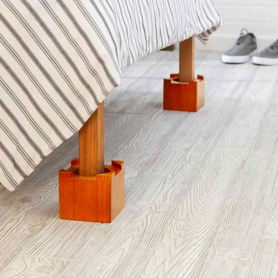 2 Sets Solid Wood Bed Risers Heavy-Duty Furniture Lifts - photo 5