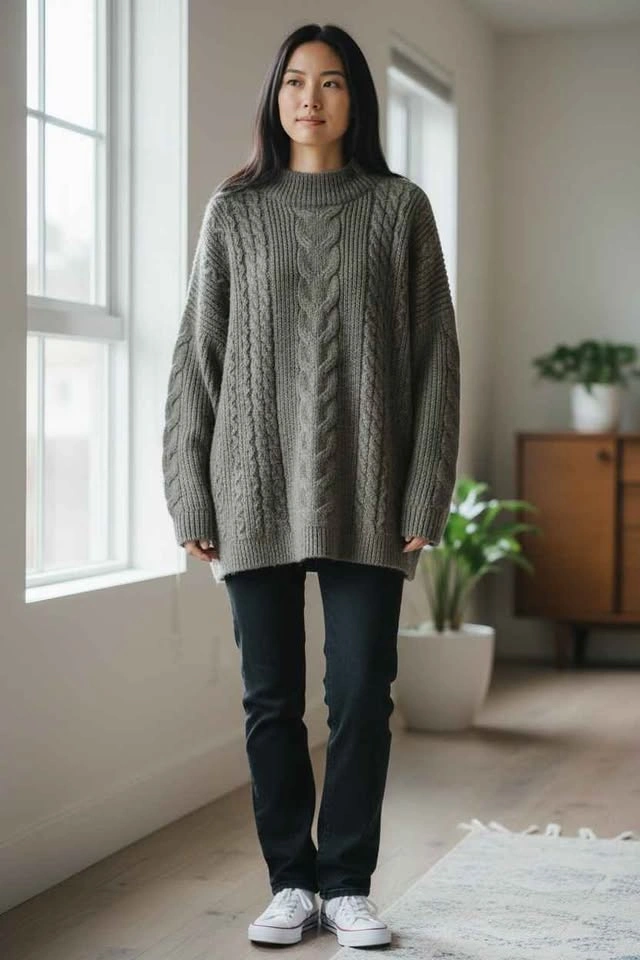 Calvin Klein Women’s XL Gray Cable Knit Sweater - photo 5