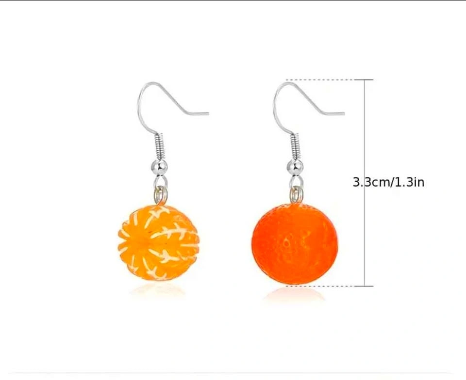 Orange Fruit Mismatch Earrings Handmade Polymer Clay - photo 2