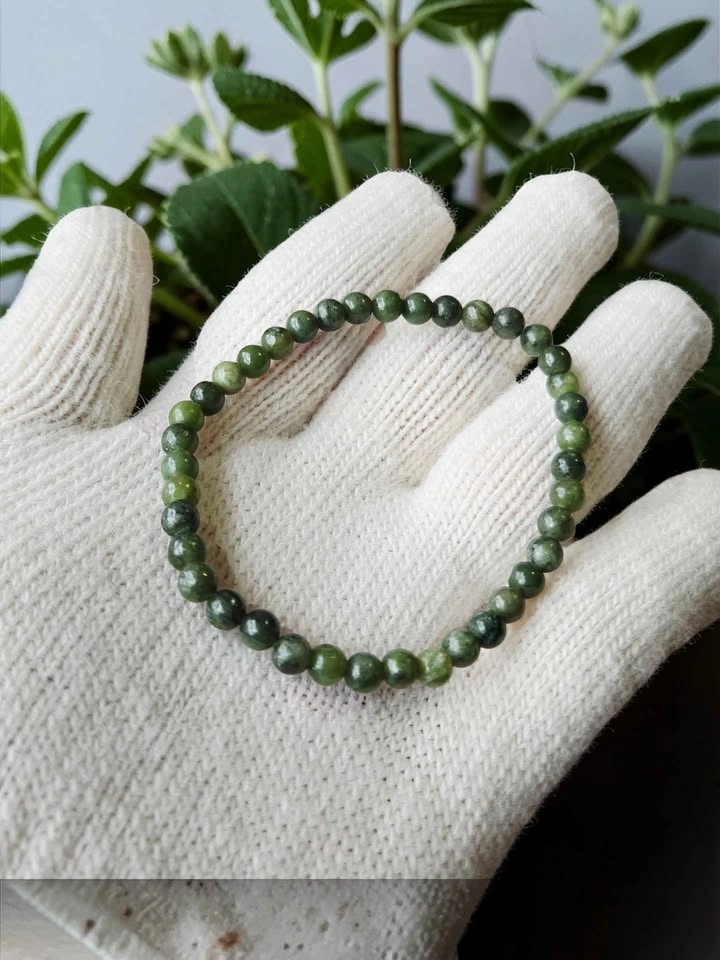 Natural Green Jade Beaded Bracelet 4mm Stretch Jewelry - photo 4