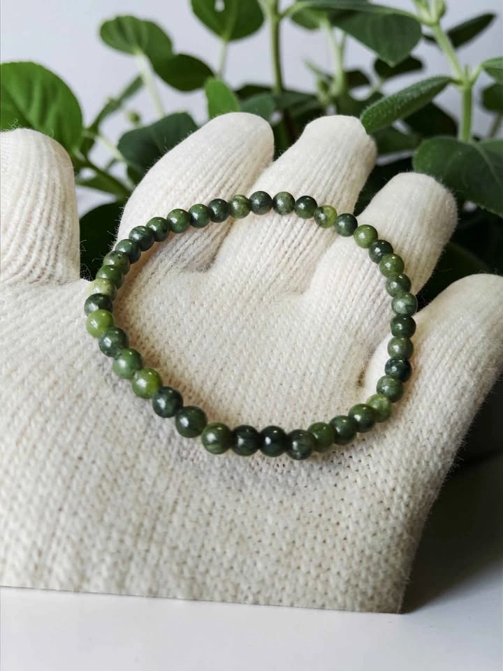 Natural Green Jade Beaded Bracelet 4mm Stretch Jewelry - photo 5