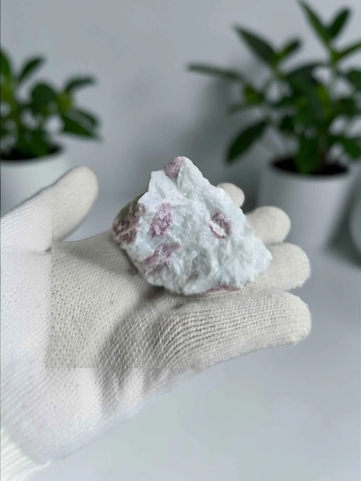 Natural Pink Tourmaline in White Quartz Raw Mineral Specimen - photo 5