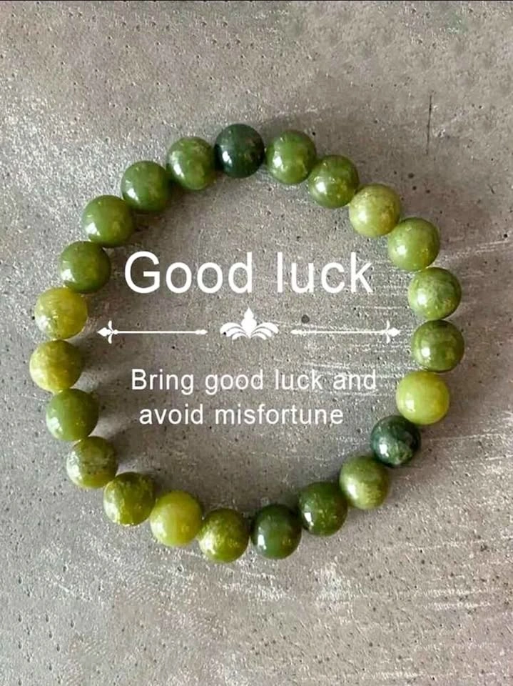 Natural Green Jade Beaded Bracelet 6mm