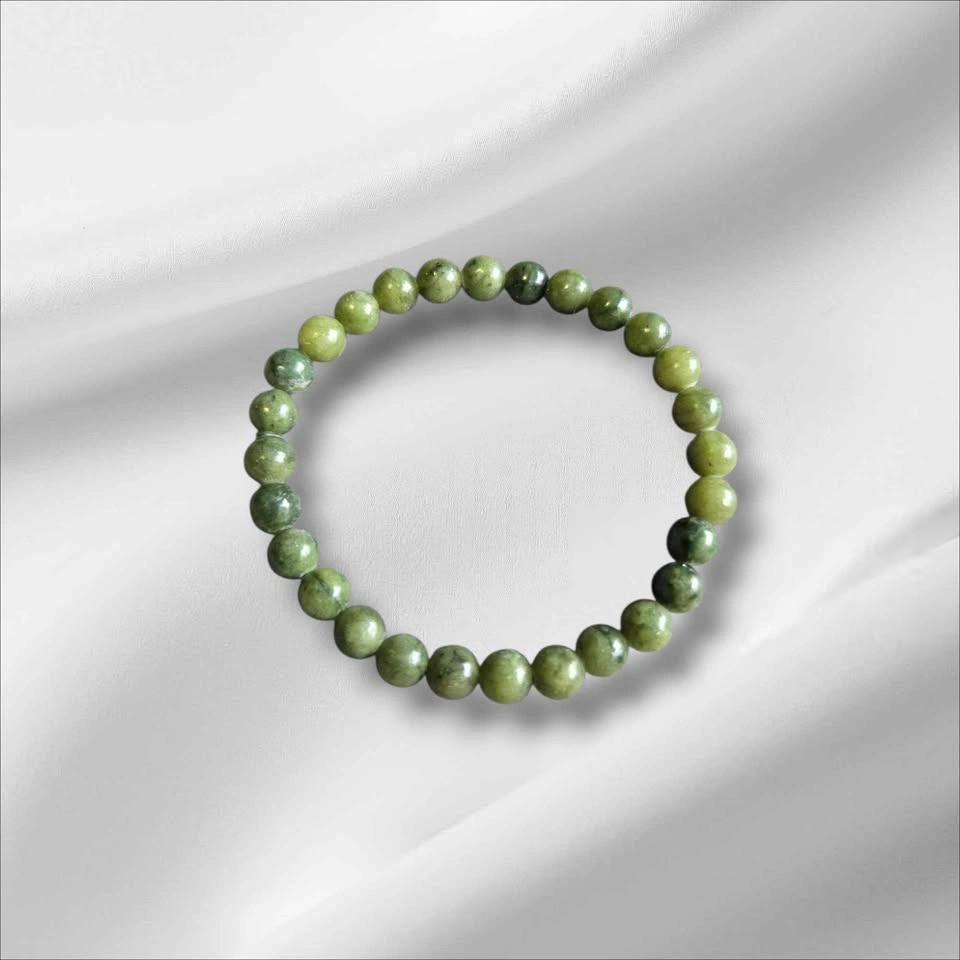 Natural Green Jade Beaded Bracelet 6mm - photo 2