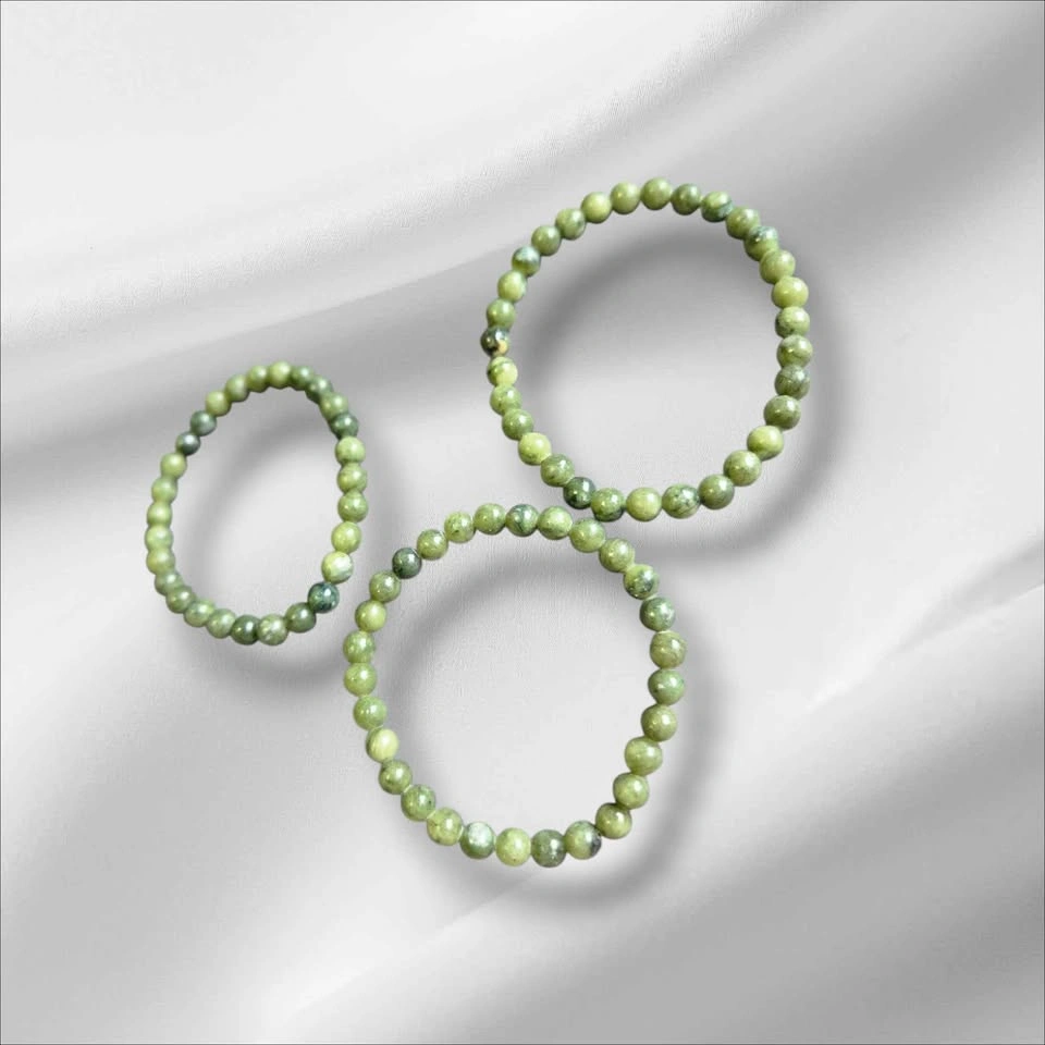 Natural Green Jade Beaded Bracelet 6mm - photo 3
