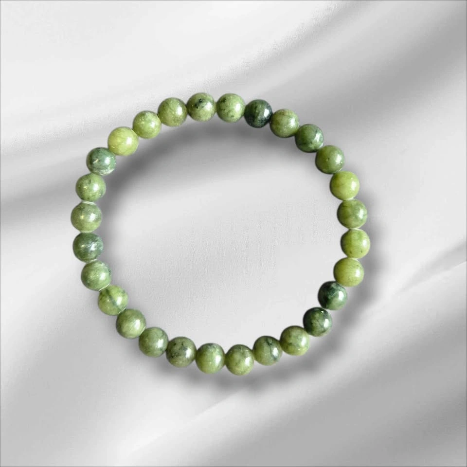 Natural Green Jade Beaded Bracelet 6mm - photo 5