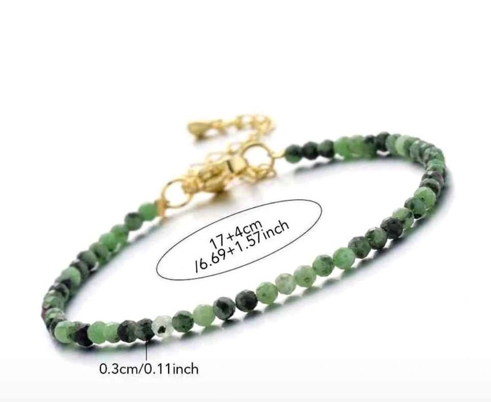 3mm Rhodonite & Ruby Zoisite Crystal Bracelets Set