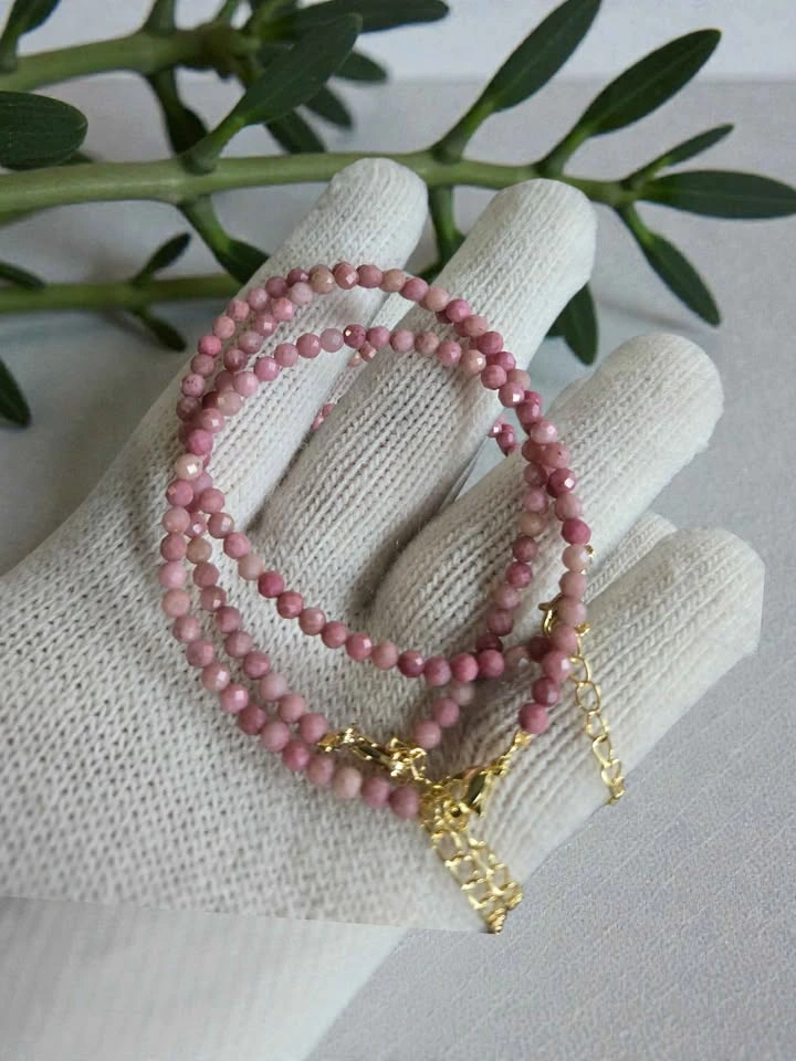 3mm Rhodonite & Ruby Zoisite Crystal Bracelets Set - photo 5