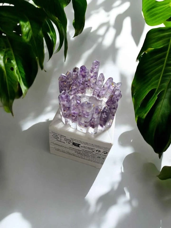Crystal Cluster Candle Holder – Amethyst, Adventurine, Rose Quar - photo 2