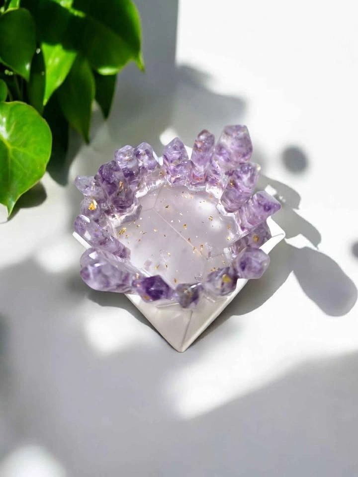 Crystal Cluster Candle Holder – Amethyst, Adventurine, Rose Quar - photo 3