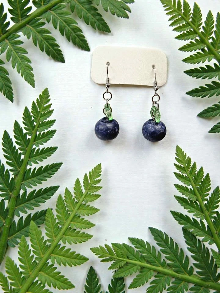 Blueberry Earrings Fruit Dangle Jewelry Cute Nature Inspired Gif