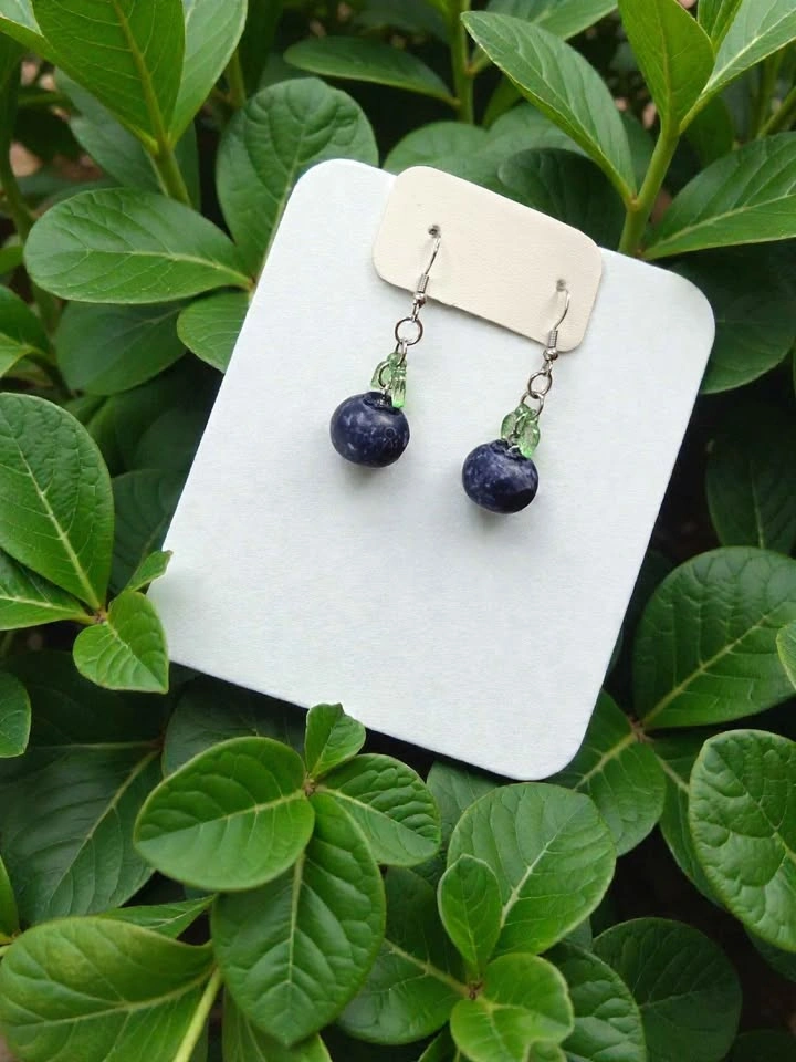 Blueberry Earrings Fruit Dangle Jewelry Cute Nature Inspired Gif - photo 5