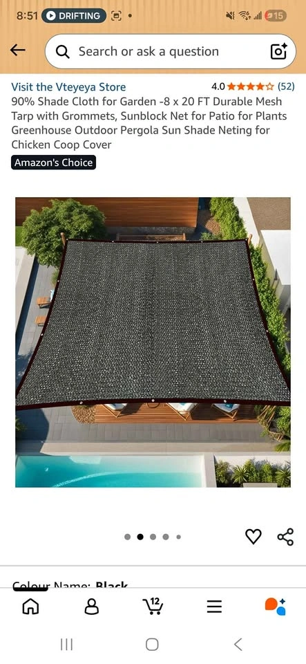 90% Shade Cloth for Garden - 8x20 FT Mesh Tarp with Grommets