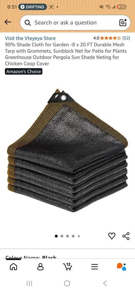 90% Shade Cloth for Garden - 8x20 FT Mesh Tarp with Grommets - photo 3